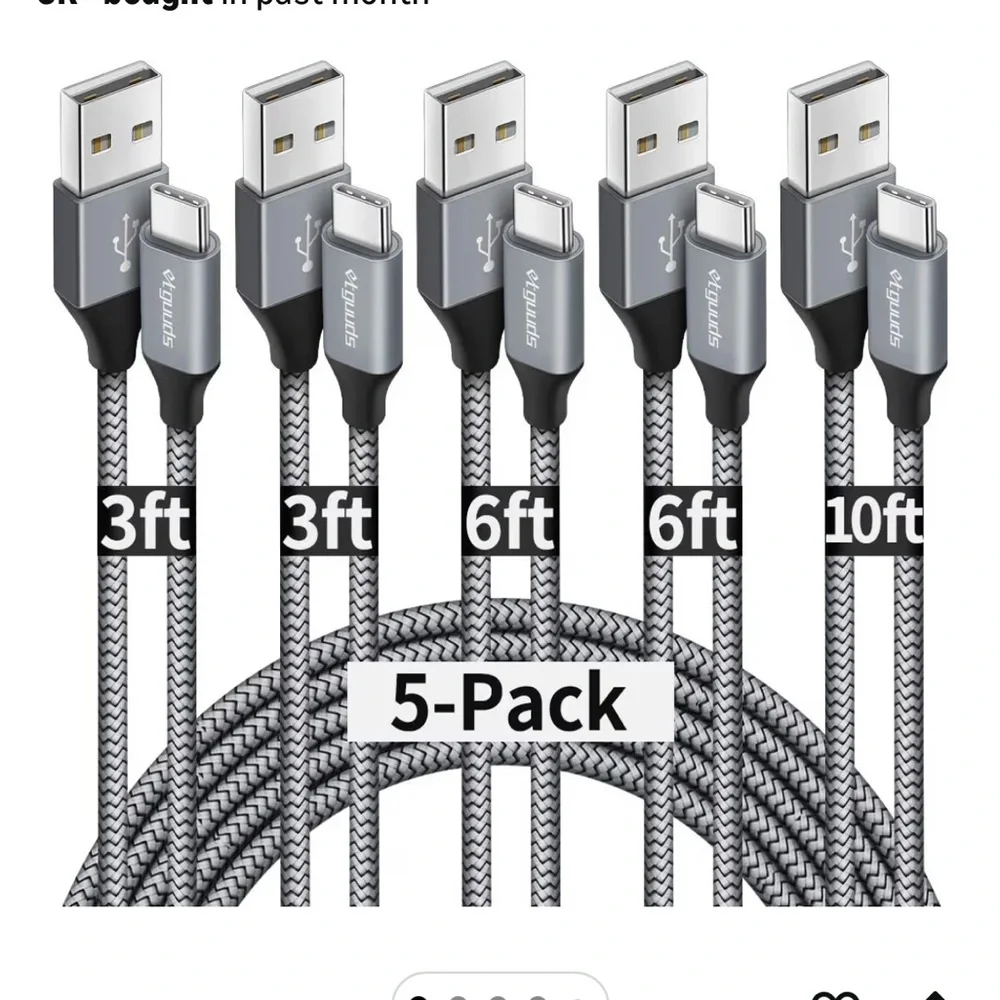 USB A to USB C Cables Gray